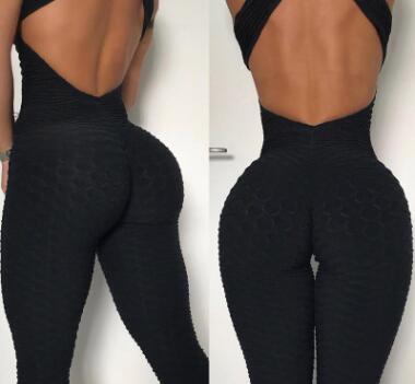 Yoga Jumpsuit Cross Design Backless Tracksuit Full Bodysuit - GSINAS.com