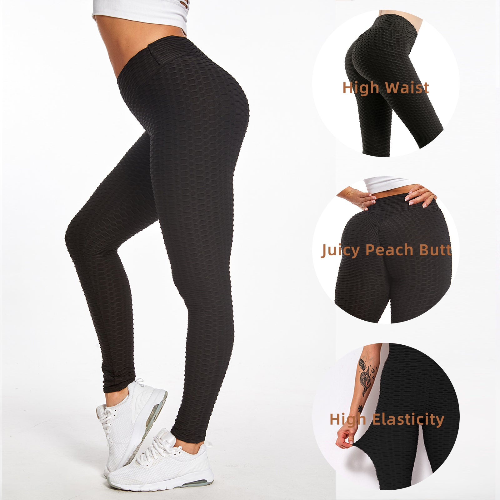 Women TIK Tok Leggings Bubble Textured Leggings Butt Lifting Yoga Pants Black Amazon Banned - GSINAS.com