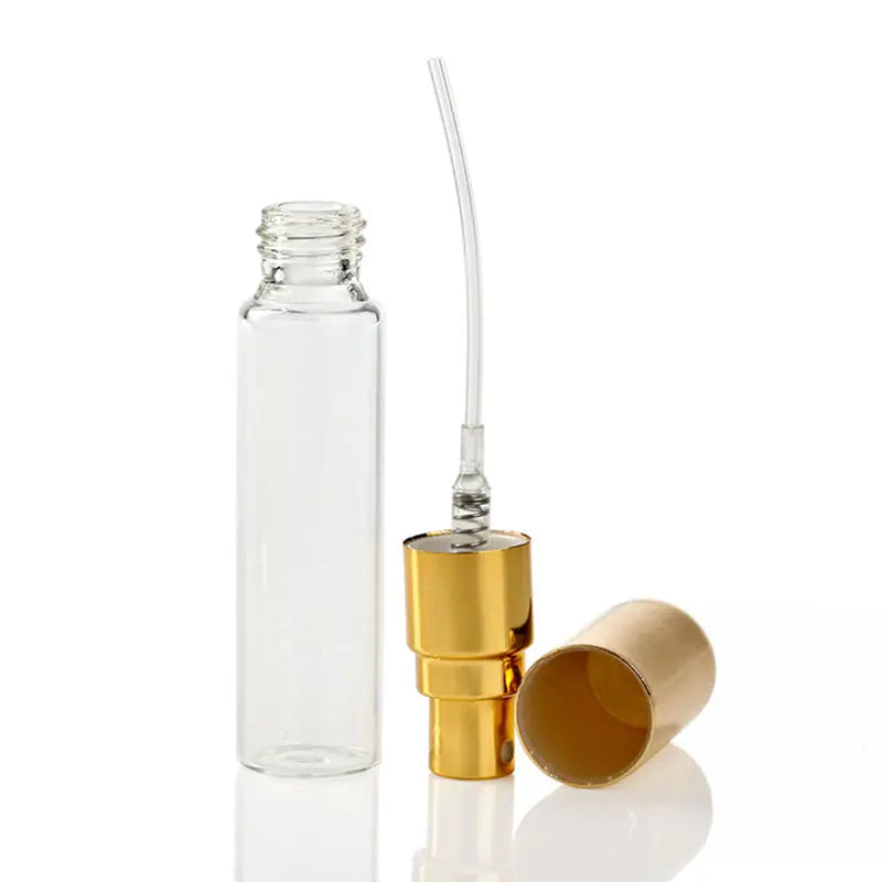 5pcs/Pack 5ml 10ml 15ml 20ml Transparent Thin Glass Perfume Bottle Clear Spray Bottle Tube Trael Svample Test Vials Refillable