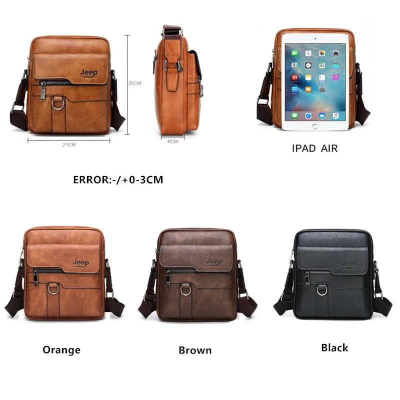 JEEP BULUO Man Leather Bag Shoulder Crossbody Bags For Men Cow Split Leather Male iPad Business Messenger Bag Drop Shipping - GSINAS.com