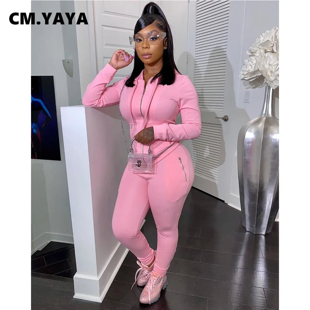 Lemon Gina Active Wear Solid Women's Set Zipper Hoodies Tops Jogger Pants Set Matching Tracksuit Two Piece Set Sport Sweatshirt - GSINAS.com