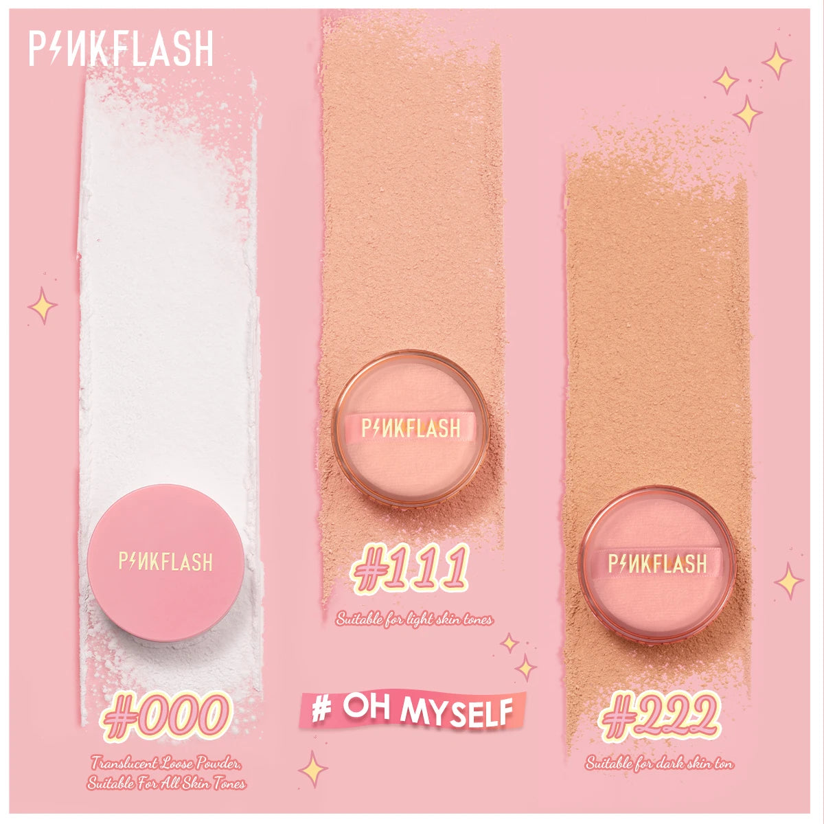 PINKFLASH 3 Colors Matte Loose Powder Waterproof Oil-control Matte Full Coverage Face Makeup Setting Finish Powder Cosmetics - GSINAS.com