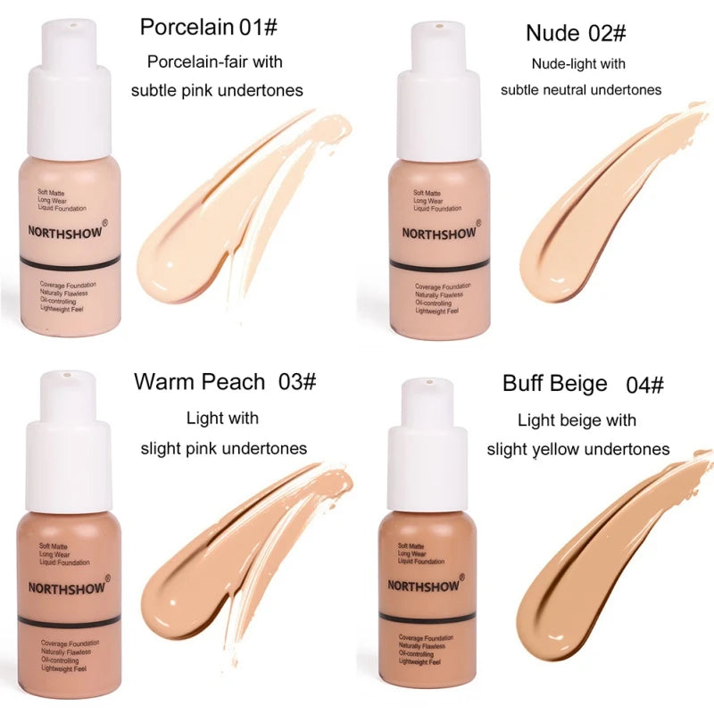 Soft Matte Liquid Foundation Light Cream Long Lasting Waterproof Face Makeup Full Coverage Natural Oil Control Concealer - GSINAS.com