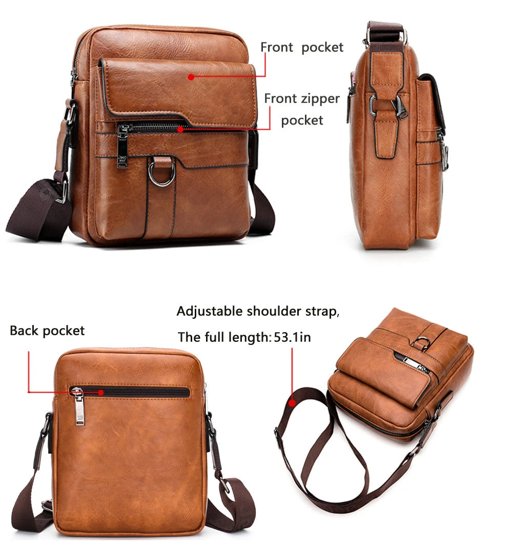 JEEP BULUO Man Leather Bag Shoulder Crossbody Bags For Men Cow Split Leather Male iPad Business Messenger Bag Drop Shipping - GSINAS.com