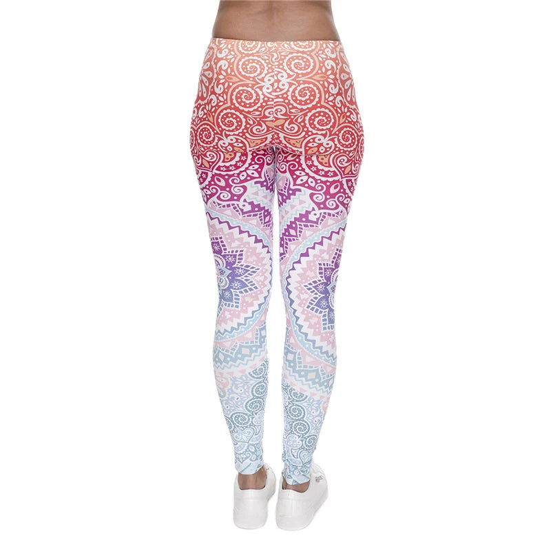 DeanFire Super Soft Stretch Leggings AZTEC ROUND OMBRE Print Fitness Legging Sexy Silm Legins High Waist Trouser Women Pants