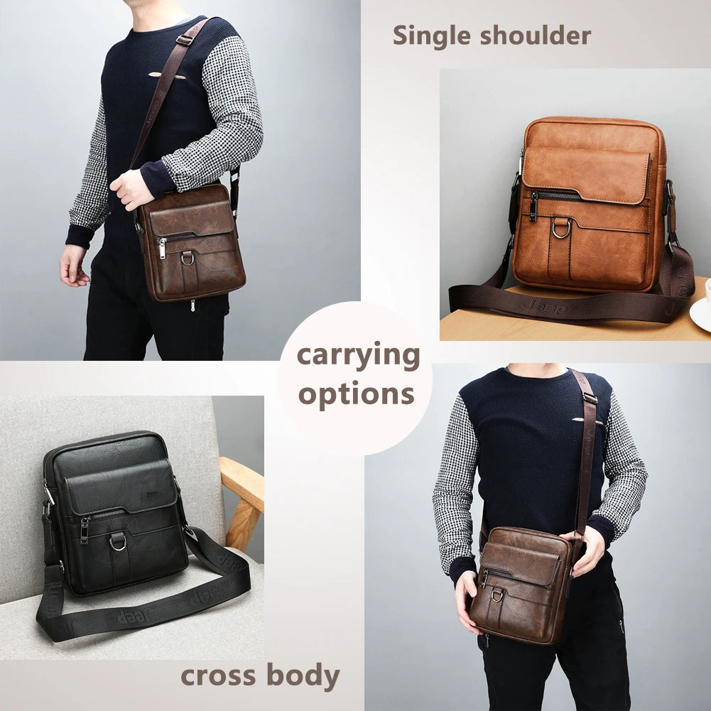 JEEP BULUO Man Leather Bag Shoulder Crossbody Bags For Men Cow Split Leather Male iPad Business Messenger Bag Drop Shipping - GSINAS.com