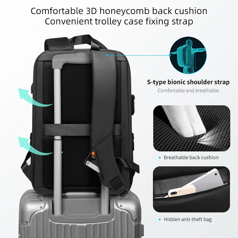 Fenruien Brand Laptop Backpack Anti-theft Waterproof School Backpacks USB Charging Men Business Travel Bag Backpack New Design - GSINAS.com