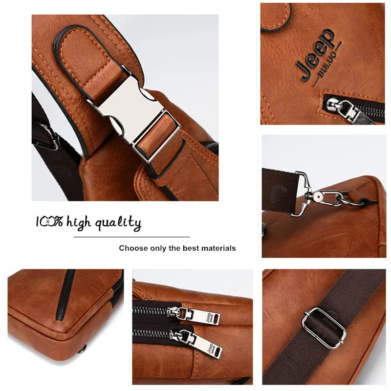 JEEPBULUO BRAND Chest Bag Men Sling crossbody bag Man's Crossbody Bag Split Leather High Quality For Man - GSINAS.com