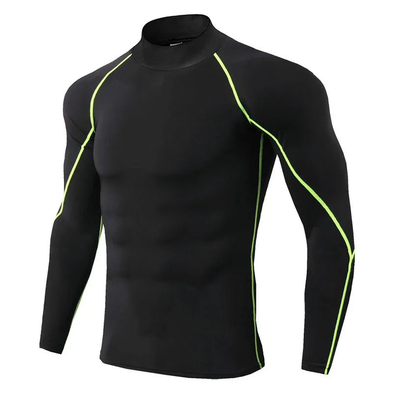 Thermal Underwear for Men: High Collar, Quick Dry, Compressed Design for Comfort and Warmth.