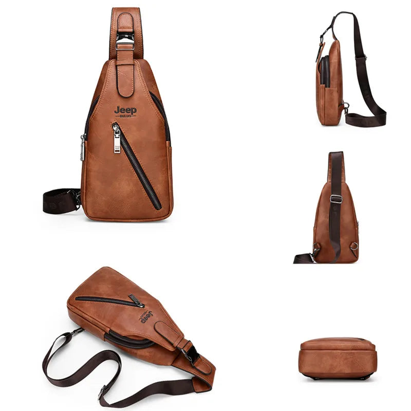 JEEPBULUO BRAND Chest Bag Men Sling crossbody bag Man's Crossbody Bag Split Leather High Quality For Man - GSINAS.com