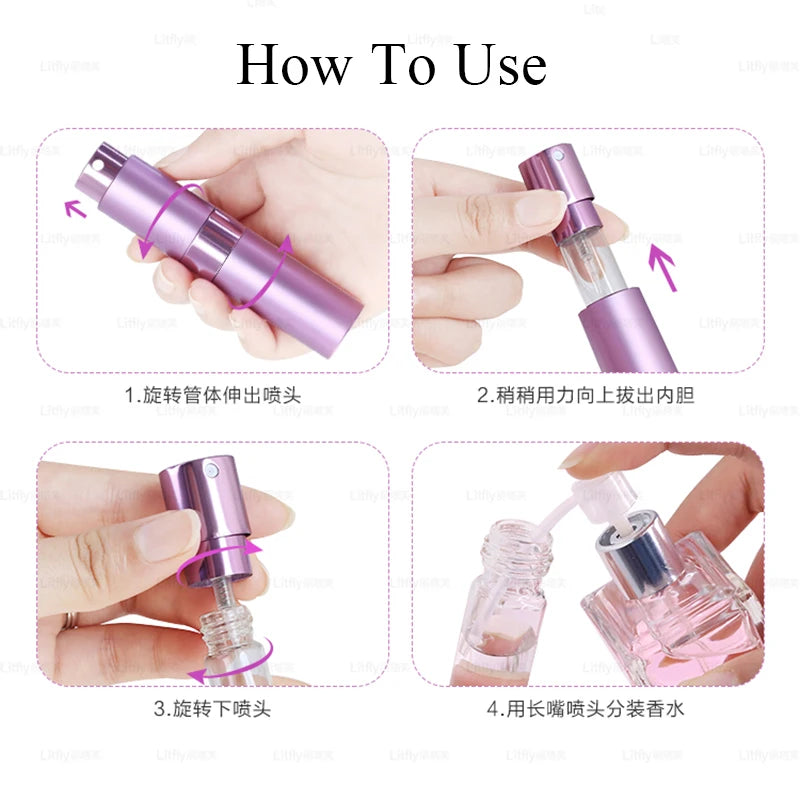 Metal Aluminum Portable Perfume Bottle - Refillable 15ml or 20ml Empty Cosmetic Spray Bottle for Travel Sub-bottle and Liner Glass.