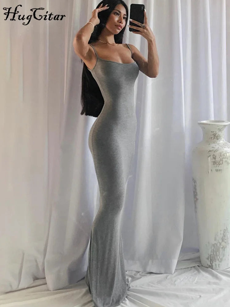 Hugcitar Satin Slip Sleeveless Backless Slim Sexy Maxi Dress 2022 Spring Women  Party Y2K Concise Bodycon Elegant  Clothing - GSINAS.com