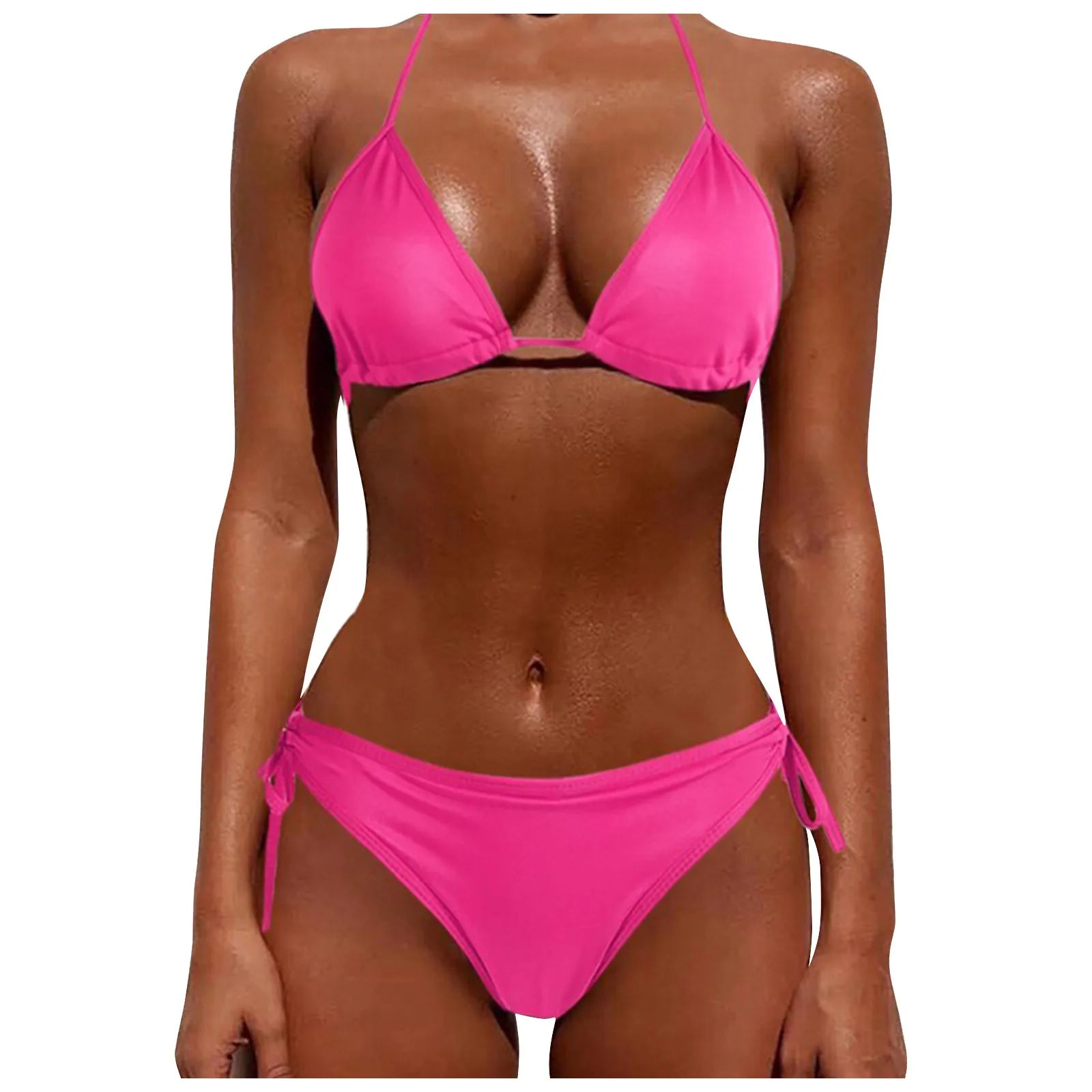 Women'S Split Bikini Set Fashion Classic Simple Solid Color Swimsuit Sexy Lace-Up Lightweight Thin Bikini Set Causal Beachwear - GSINAS.com