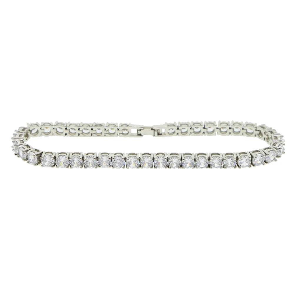 Sparkling CZ Pave Summer Jewelry - Iced Out White Clear Tennis Chain Anklet for Women"