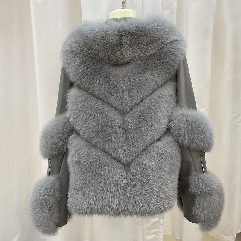 Women's Jacket with Artificial Fox Fur, Extra Thick, Warm, New - GSINAS.com