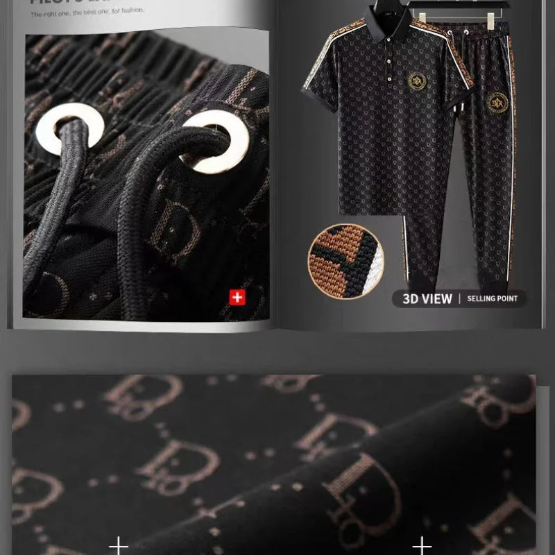 Men's Summer Fashion: High-End Casual Ice Silk Suits for Sports and Leisure