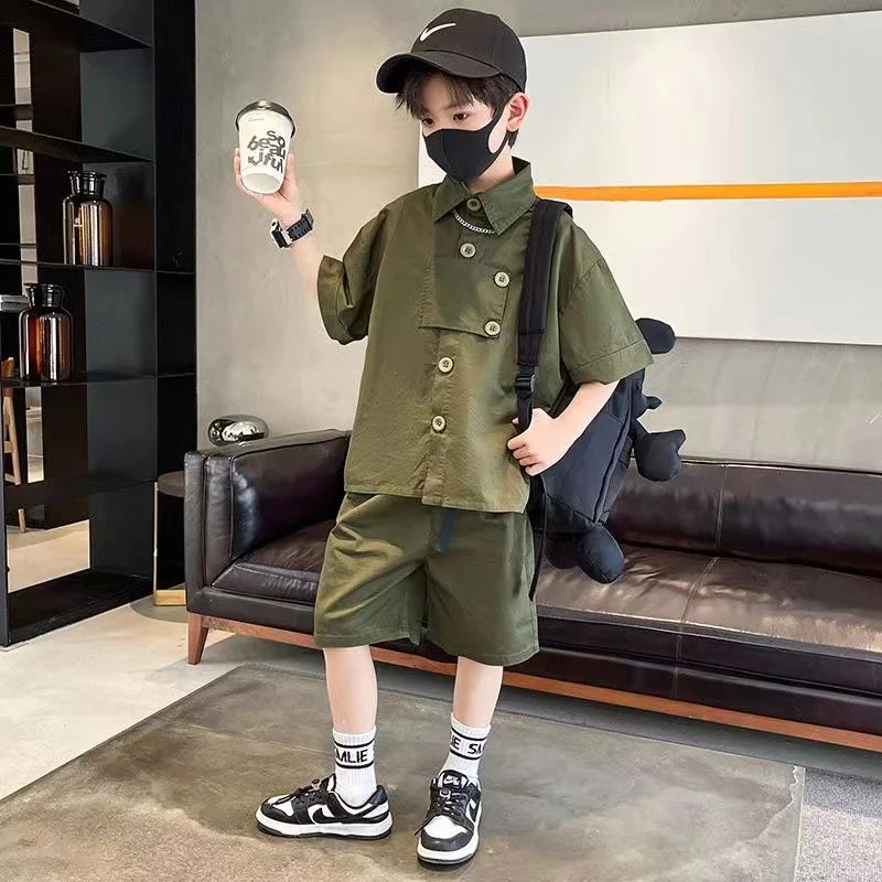 Tracksuit For Boy Sets For Children Boy Children Clothing 2024 New Boys' Summer Children's WearT-shirt+ shorts 2pcs - GSINAS.com