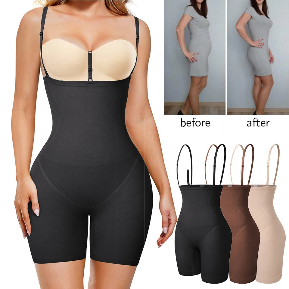 Full Body Shapewear Bodysuit - Tummy Control and Thigh Slimming Shorts.