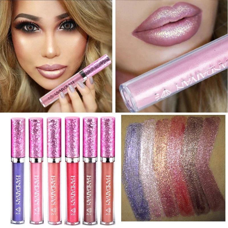 6 Colors Waterproof Nude Pink Glitter Lipstick Makeup Long Lasting Velve Red Mermaid Sexy Shimmer Lipsticks Cosmetics Beauty - GSINAS.com