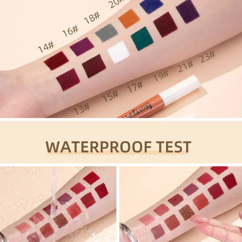 QIBEST 24 Colors Matte Liquid Lipstick Waterproof Long Lasting Velvet Red Lip Gloss Tint Makeup Cosmetic Lipsticks Lipglosses