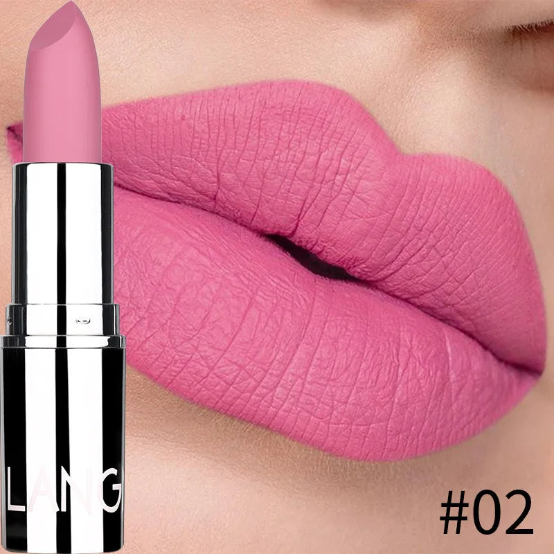 Waterproof Nude Pink Lipstick Matte Lips Stick Long Lasting Non-stick Cup Lip Gloss Moisturizing Lipsticks Make-up Cosmetic