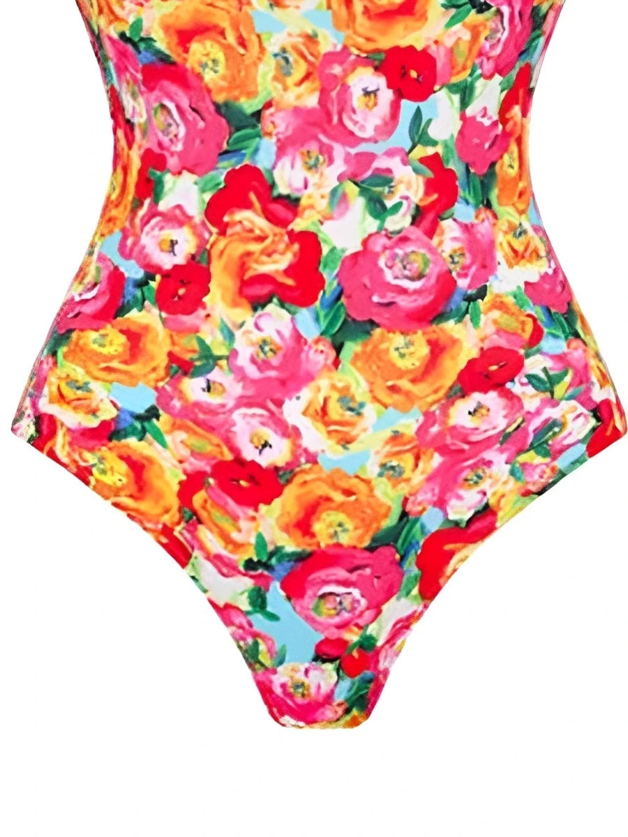 2024 Floral Strapless Monokini Women Swimsuit One Piece Sexy Swimwear Female Beachwear Bathers Bathing Swimming Swim Suit - GSINAS.com