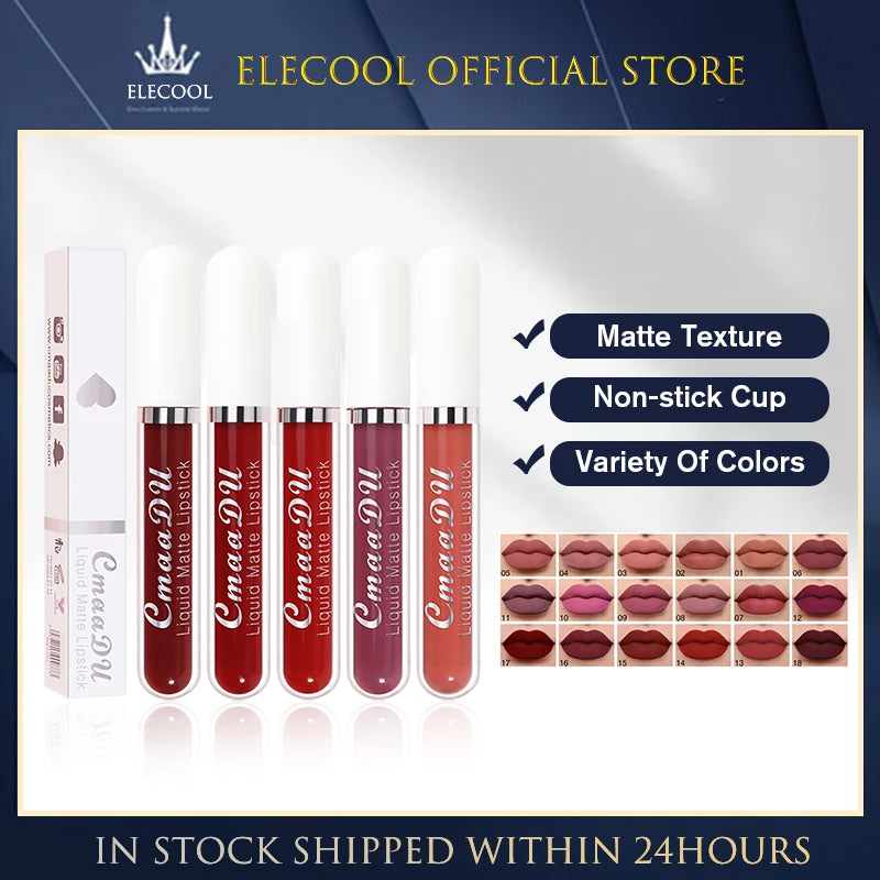 CmaaDu 18 Colors Velvet Matte Lipsticks Pencil Waterproof Long Lasting Sexy Lip Stick Non-Stick Makeup Lip Tint Pen Women 2023 - GSINAS.com