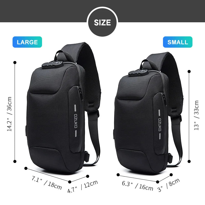 OZUKO Quality Multifunction Crossbody Bag for Men Anti-theft Shoulder Messenger Bags Male Waterproof Short Trip Chest Bag Pack - GSINAS.com