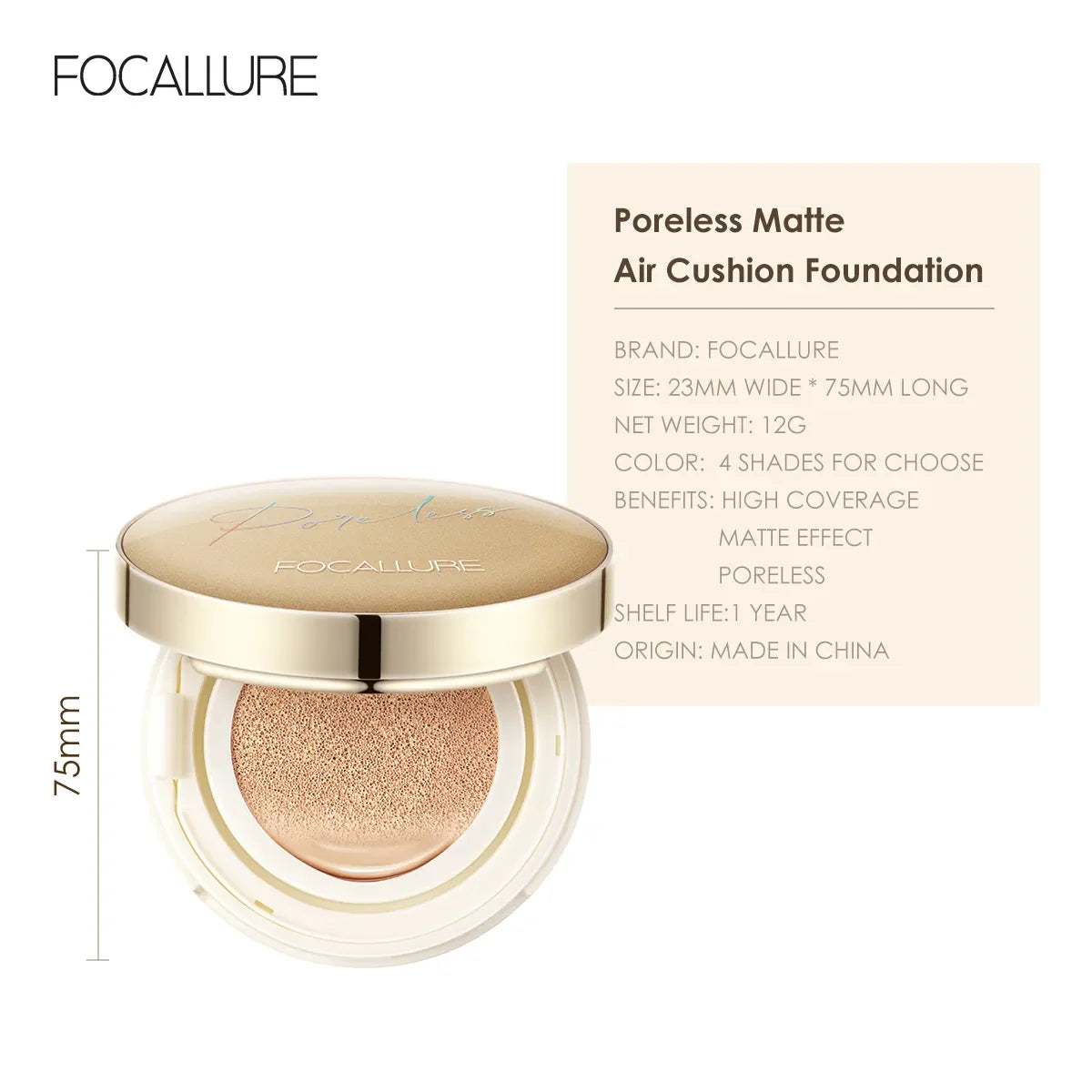 FOCALLURE Waterproof Matte Air Cushion Poreless BB＆CC Cream High Coverage Oil-control Soft Face Makeup Foundation Base Cosmetics - GSINAS.com