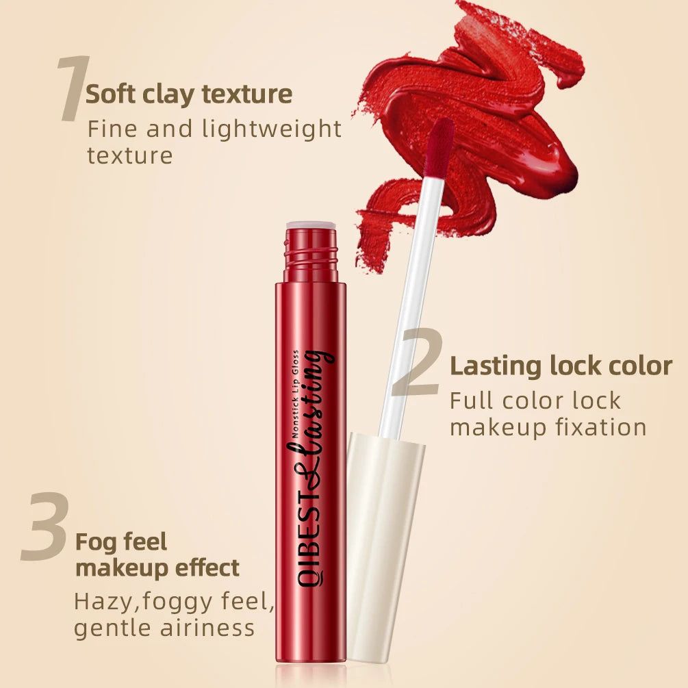 QIBEST Matte Liquid Lipstick Waterproof Long Lasting Lip Gloss Velvet Mate Nude Red Tint Tube Lipsticks Lipgloss Makeup Cosmetic - GSINAS.com