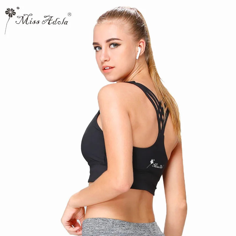 Women's Yoga Short Tank crop Top with Black Solid Sports Fitness ventilate Backless Brazilian tracksuit sportset - GSINAS.com