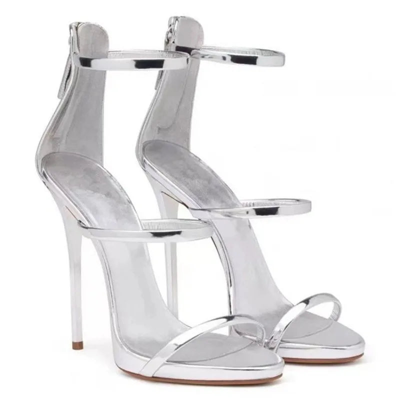 Women's Summer New Sexy Stiletto Heels Sandals Fashion High-quality Banquet Zipper Strap Combination High Heels - GSINAS.com