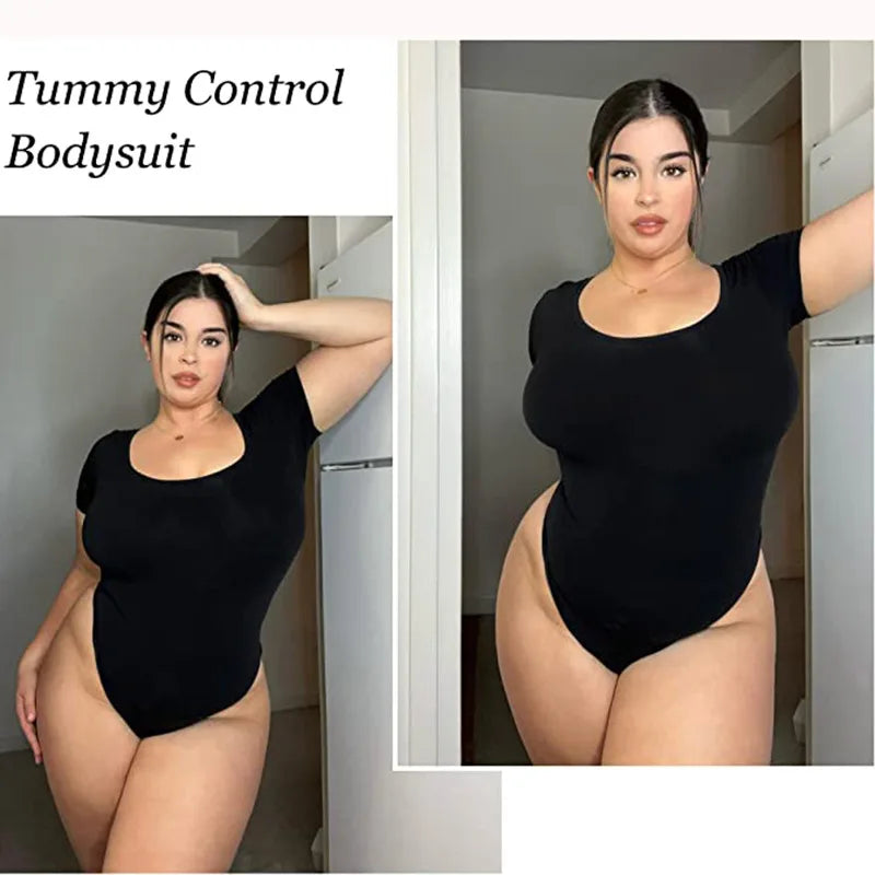 Body Shaper Bodysuit - Open Crotch Spandex Elastic U Neck with Tummy Control. - GSINAS.com