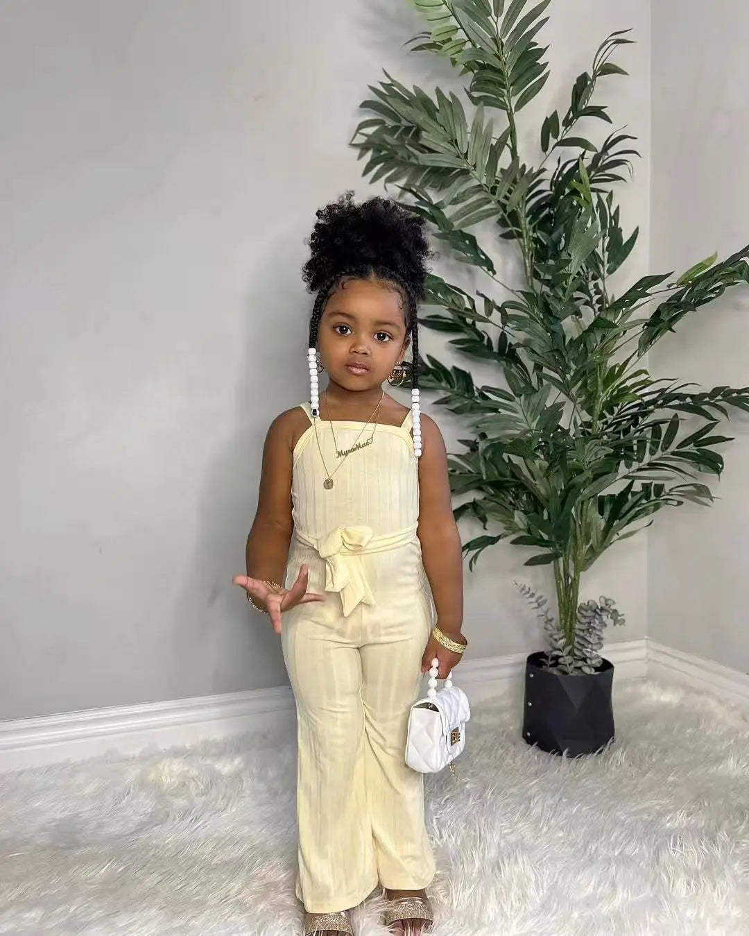 Girls Sleeveless Bodysuit Jumpsuit with Belt for Summer - 1-8 Years. - GSINAS.com