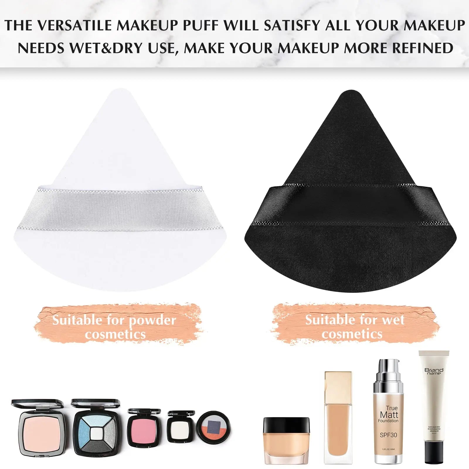 Wholesale 50Pcs Triangle Powder Puff Mini Face Makeup Sponge Cosmetics Soft Cotton Face Powder Puff Washable Velvet Makeup Puff - GSINAS.com