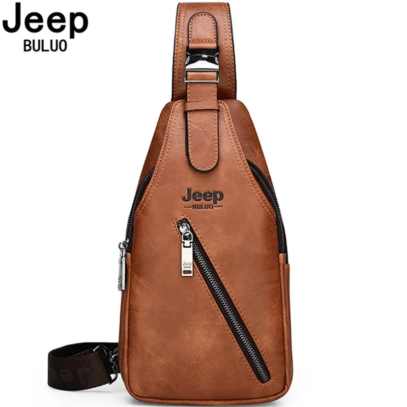 JEEPBULUO BRAND Chest Bag Men Sling crossbody bag Man's Crossbody Bag Split Leather High Quality For Man - GSINAS.com