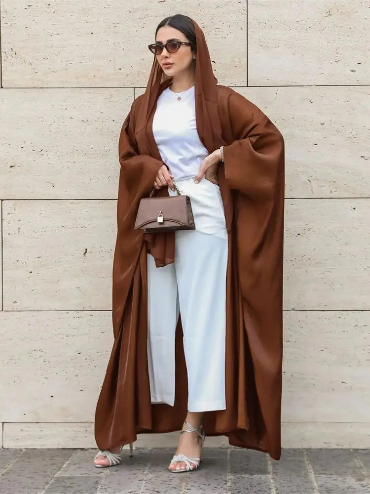 Satin Modest Open Abaya