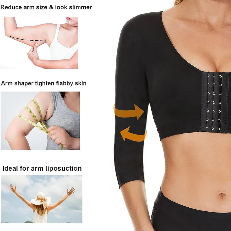 Arm Shaping Compression Tops - Slimming Half Sleeves with Post Surgery and Posture Support.