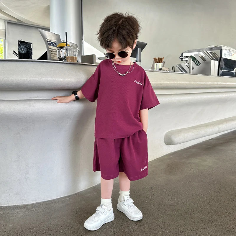 1 to 7 Years Boy' Summer Sets Cotton Baby Boys Clothes Loose Casual Sets Short T-Shirt Top + Short Pants 2PCS Tracksuit for Kids - GSINAS.com