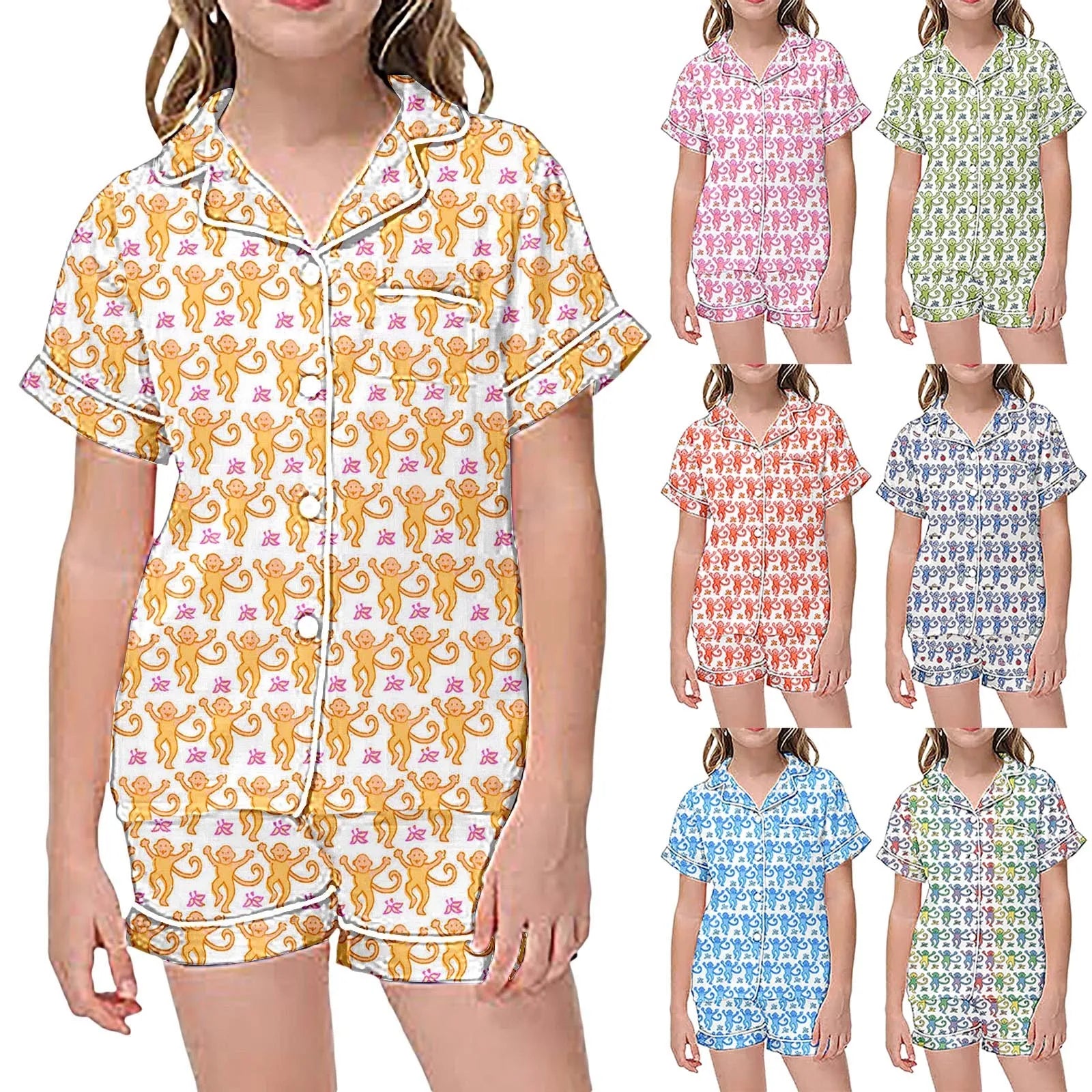 Short Sleeve Shirt & Shorts Sleepwear Set for Children.