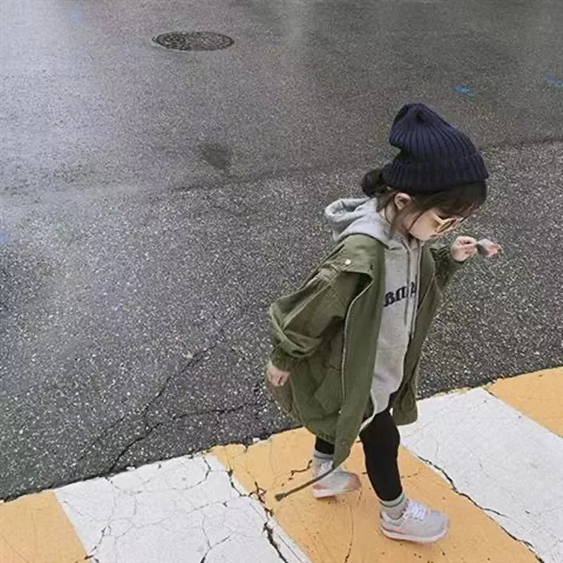 Girls Coat Korean version Cotton Thick Windbreaker Coat Spring New Clothing Children's Wear 3-8 Years Jacket Kids windbreak - GSINAS.com