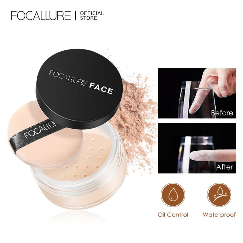 Focallure Invisible Finish Loose Setting Powder Translucent Natural Soft Face Makeup Powder Oil Control Face Loose Powder
