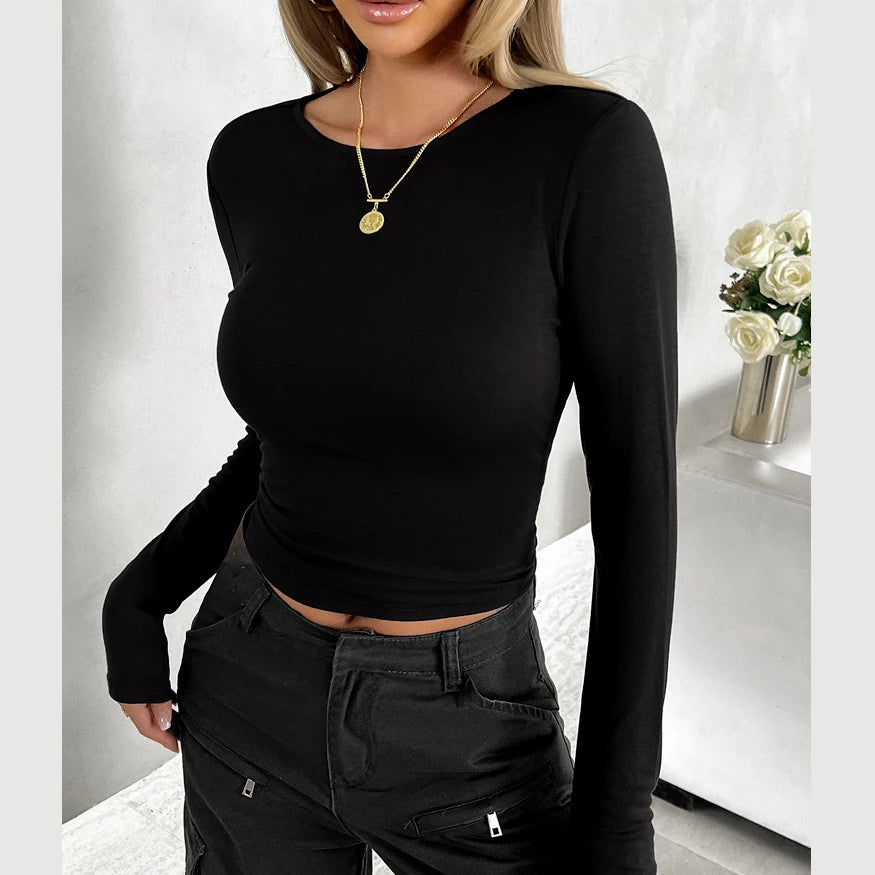 Round Neck Long-Sleeved Casual Pullover