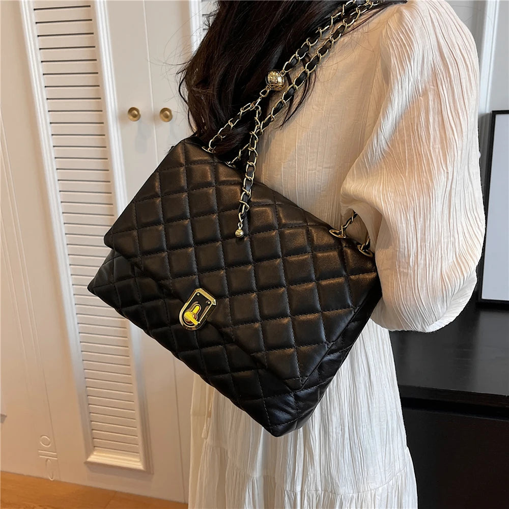 PU Leather Double Chain Shoulder Bags For Women 2024 Trend Designer Crossbody Flap Ladies Handbags And Purses - GSINAS.com