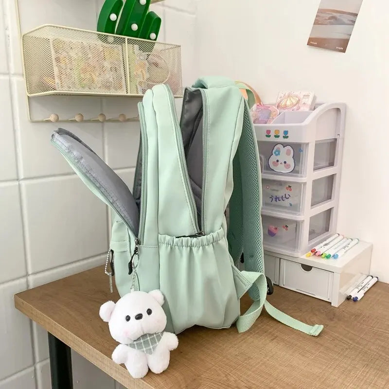 Waterproof Teenage Bookbag Nylon Rucksack Fashion Girl Backpack Women Shoulder Bag High School Schoolbag Black - GSINAS.com