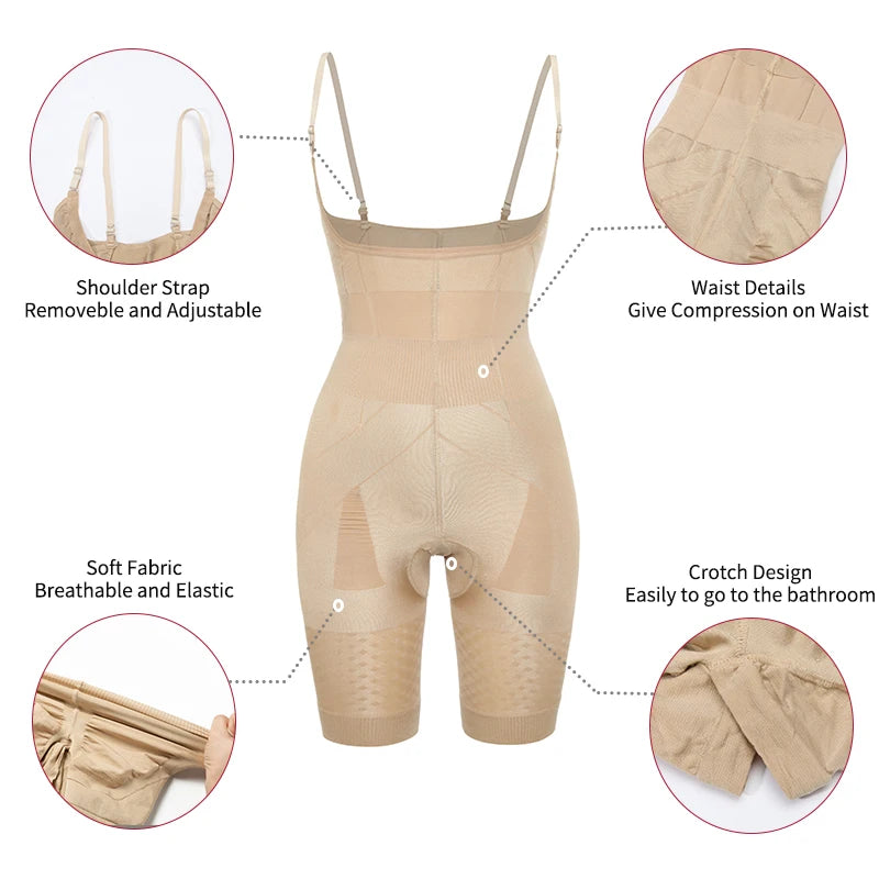 Full Body Shapewear Bodysuit - Tummy Control and Thigh Slimming Shorts.