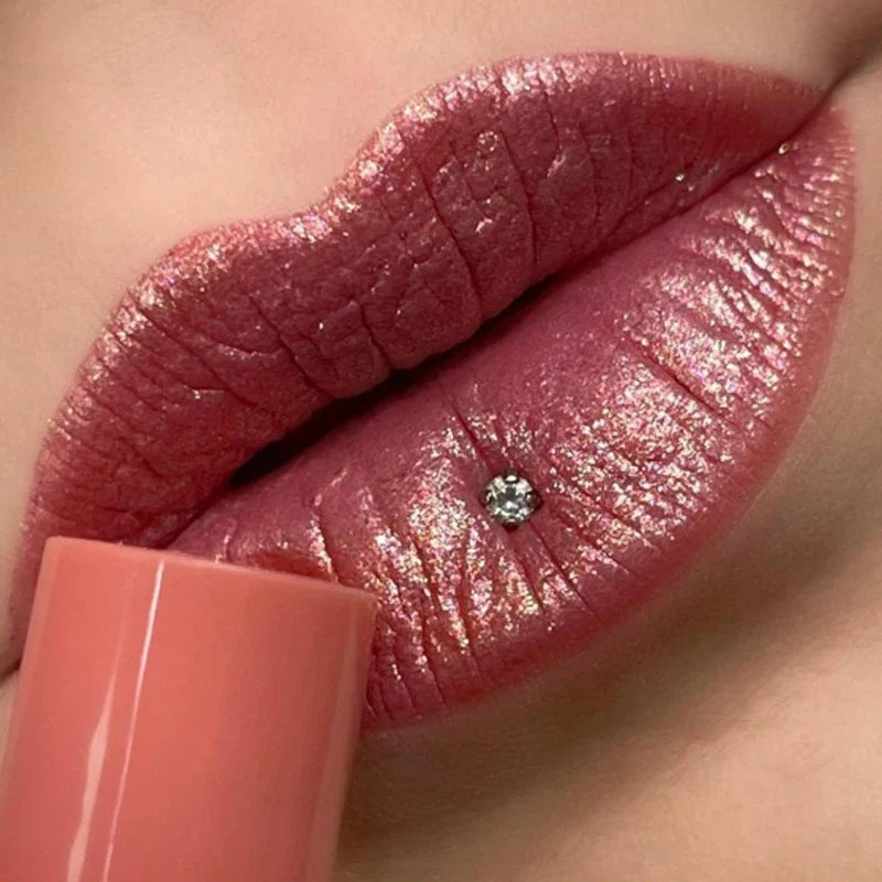 Glitter Lipstick 9 Colors Waterproof  Long Lasting Non-stick Cup Velve Nude Red