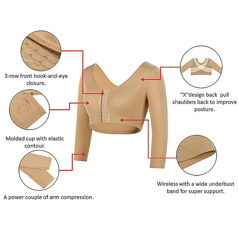 Arm Shaping Compression Tops - Slimming Half Sleeves with Post Surgery and Posture Support.