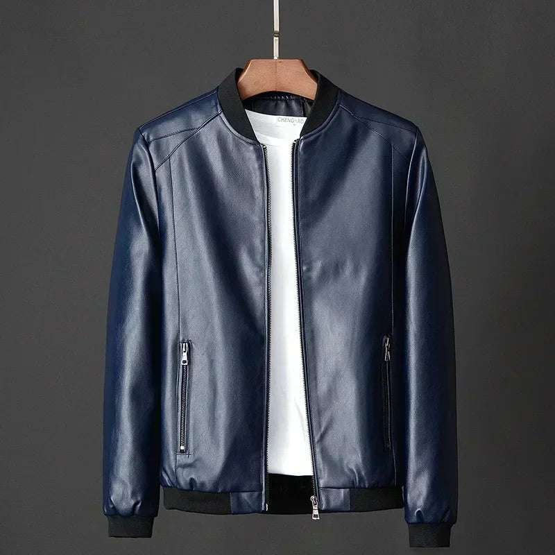 Autumn New Men's Korean Fashion Sheepskin Leather Coat: Trendy Casual Slim Fit Jacket"