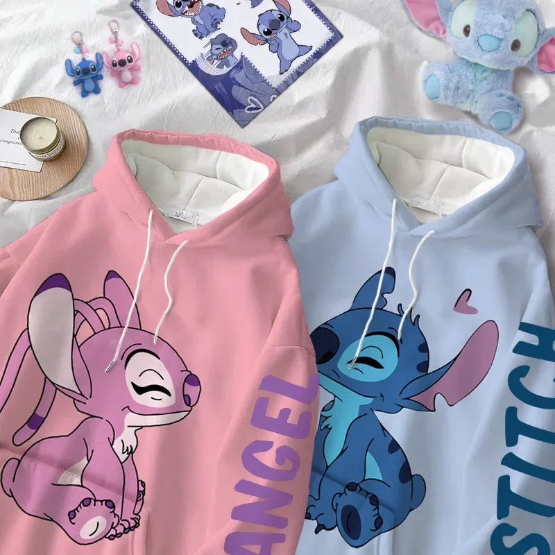 Disney Hoodie Fashion Stitch Angel Monster Letter Cartoon Sweatshirt Pullover